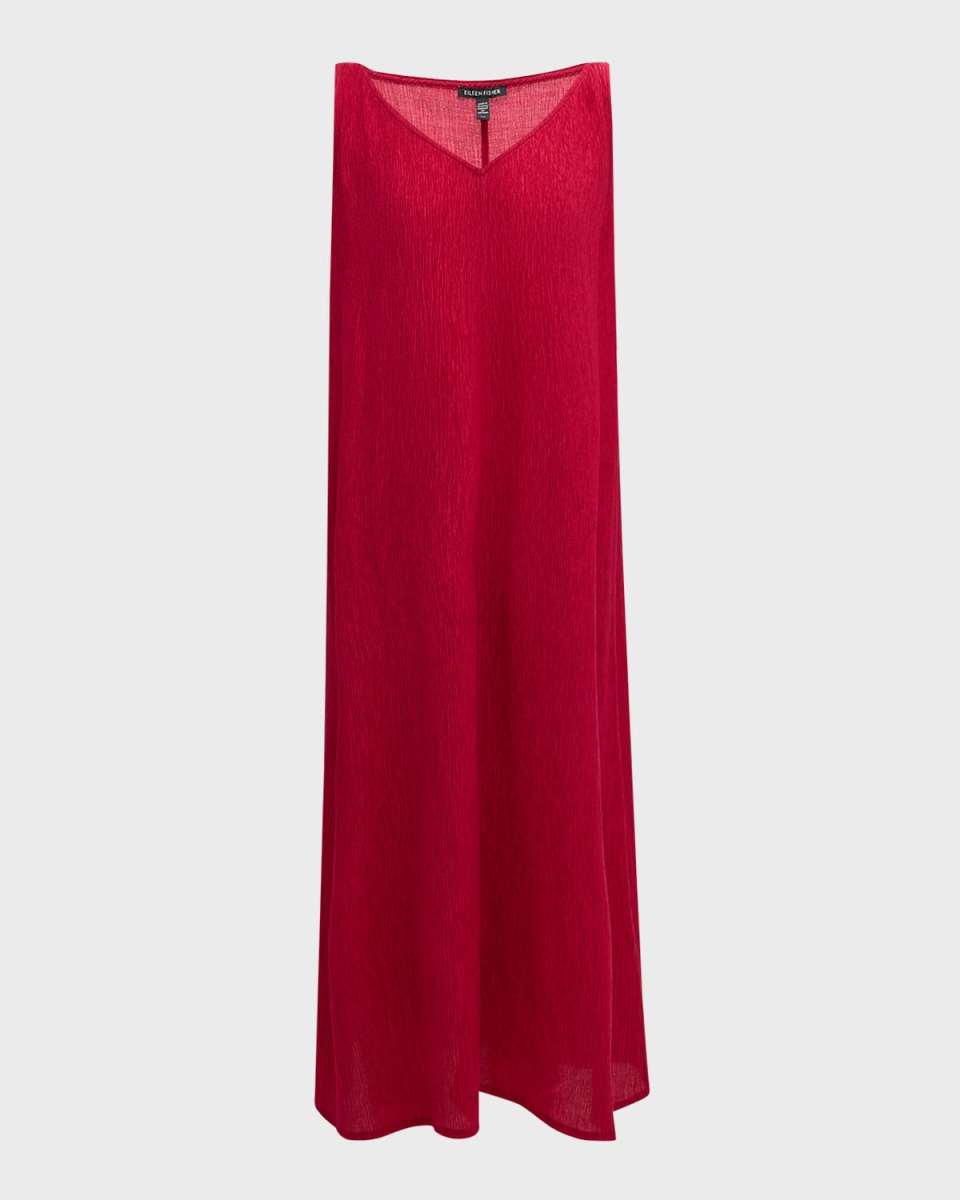 Sleeveless V-Neck Crinkled Maxi Dress