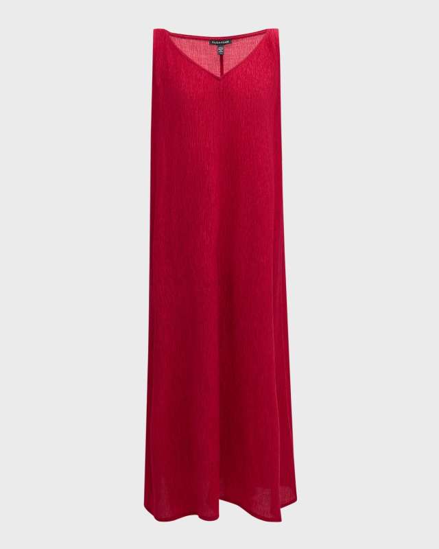 Sleeveless V-Neck Crinkled Maxi Dress
