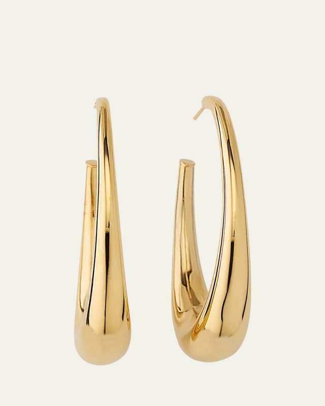 14K Yellow Gold Graduating Oval Hoop Earrings