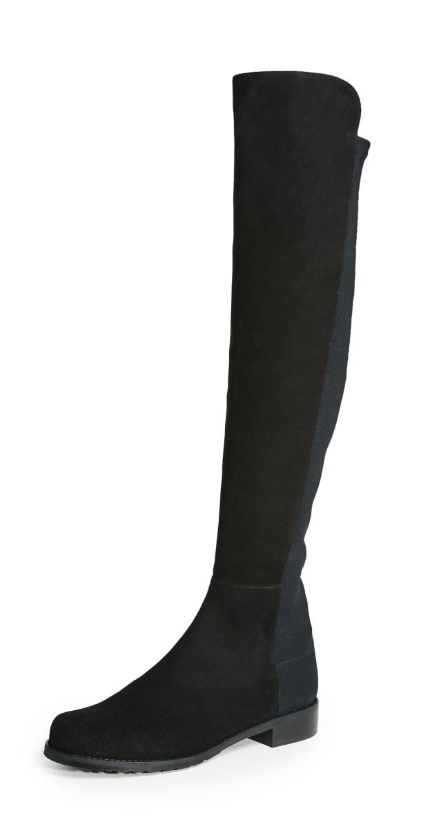 Stuart Weitzman 5050 Stretch Suede Boots Black