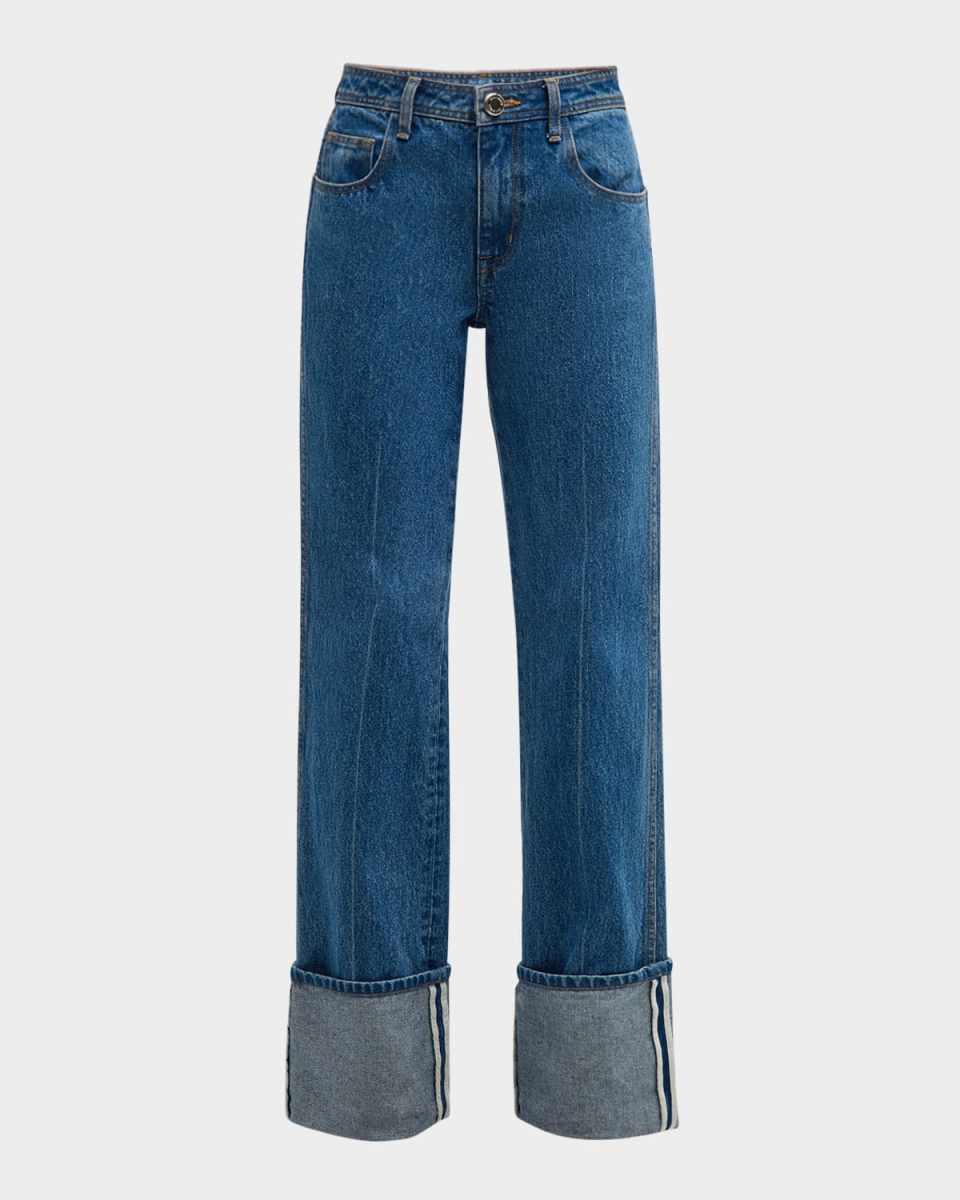 Alexa Wide-Leg Cuffed Denim Jeans