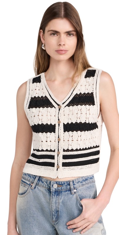 Line & Dot Sioban Stripe Top Ivory and Black