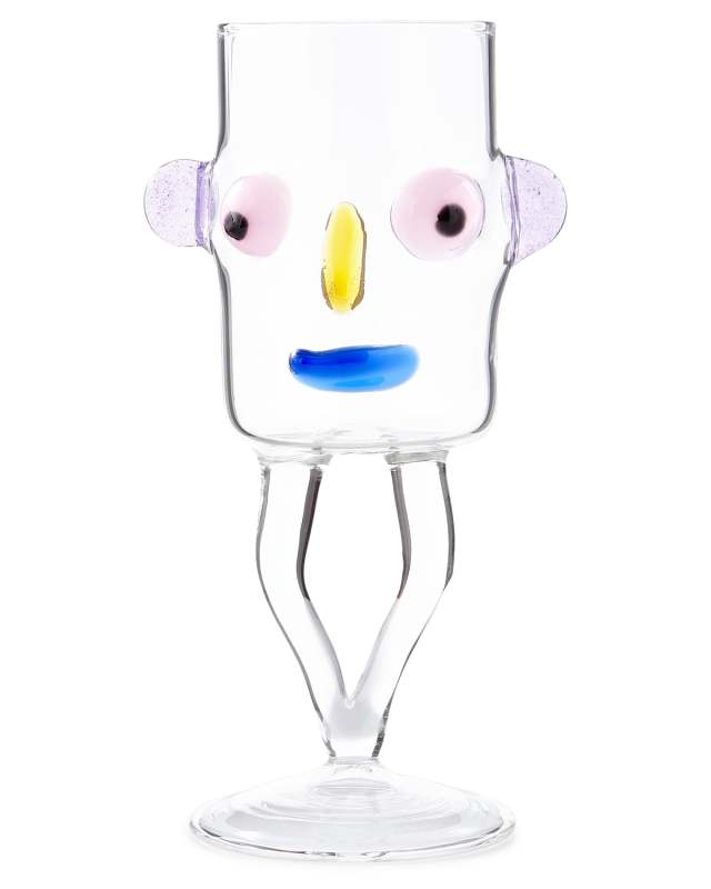 Blues Face Drinking Glass, Pink/Black
