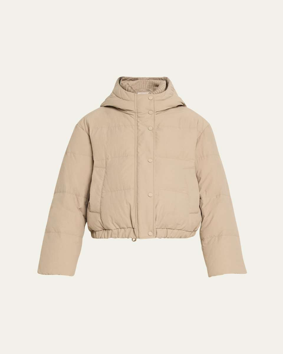Cropped Down Feather Padded Drawstring Jacket