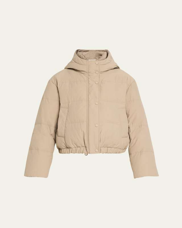Cropped Down Feather Padded Drawstring Jacket