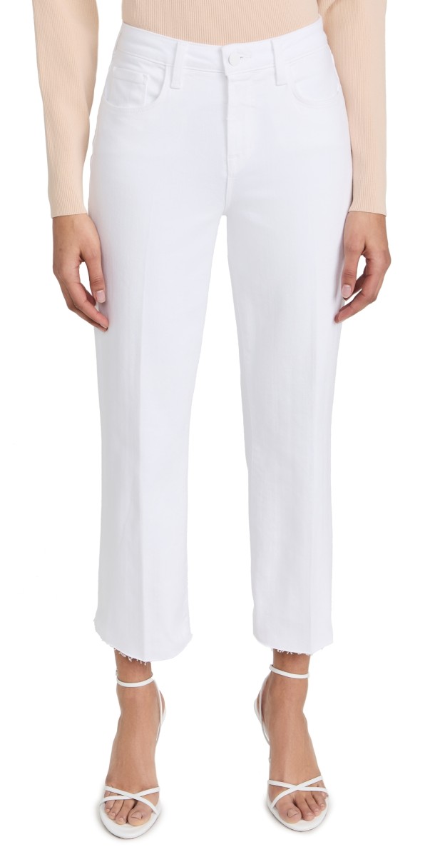 L'AGENCE Wanda Crop Wide Leg Jeans Blanc