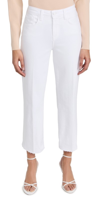 L'AGENCE Wanda Crop Wide Leg Jeans Blanc