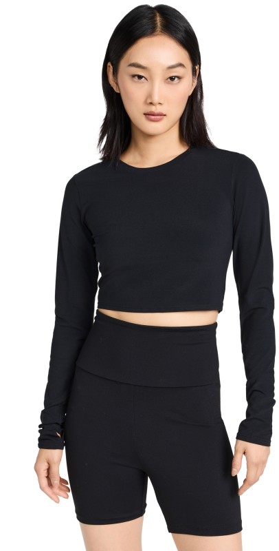 Splits59 Airweight Long Sleeve Crop Top Black