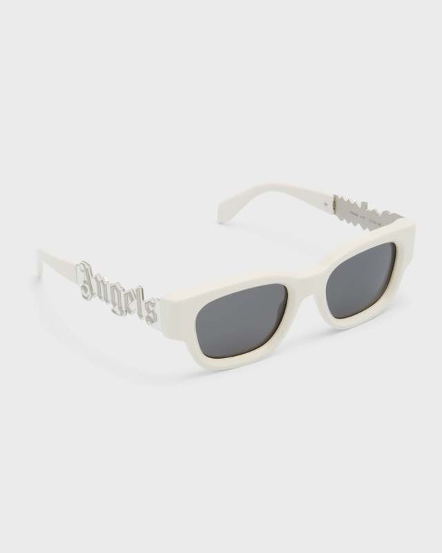 Posey White Acetate & Metal Square Sunglasses