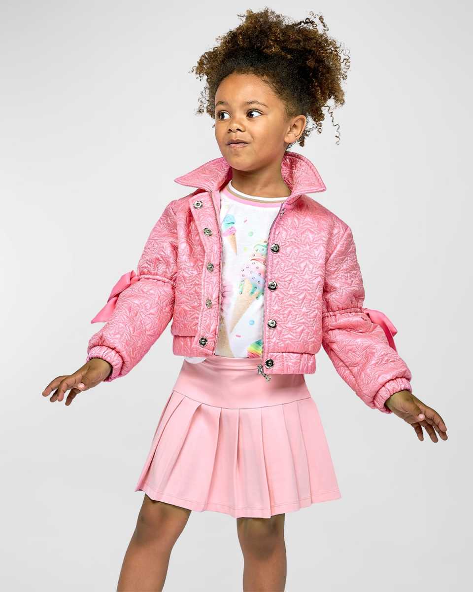 Girl's Star-Print Jacket W/ Bows, Size 4-
