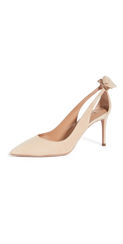 Aquazzura 85mm Bow Tie Pumps Honey