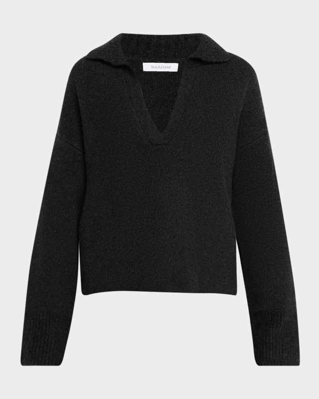 Ribbed Cashmere Polo Sweat