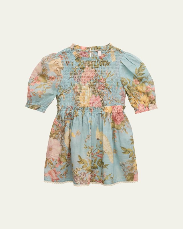Girl's Waverly Puff Sleeve Smocked Dress, Size 1-10