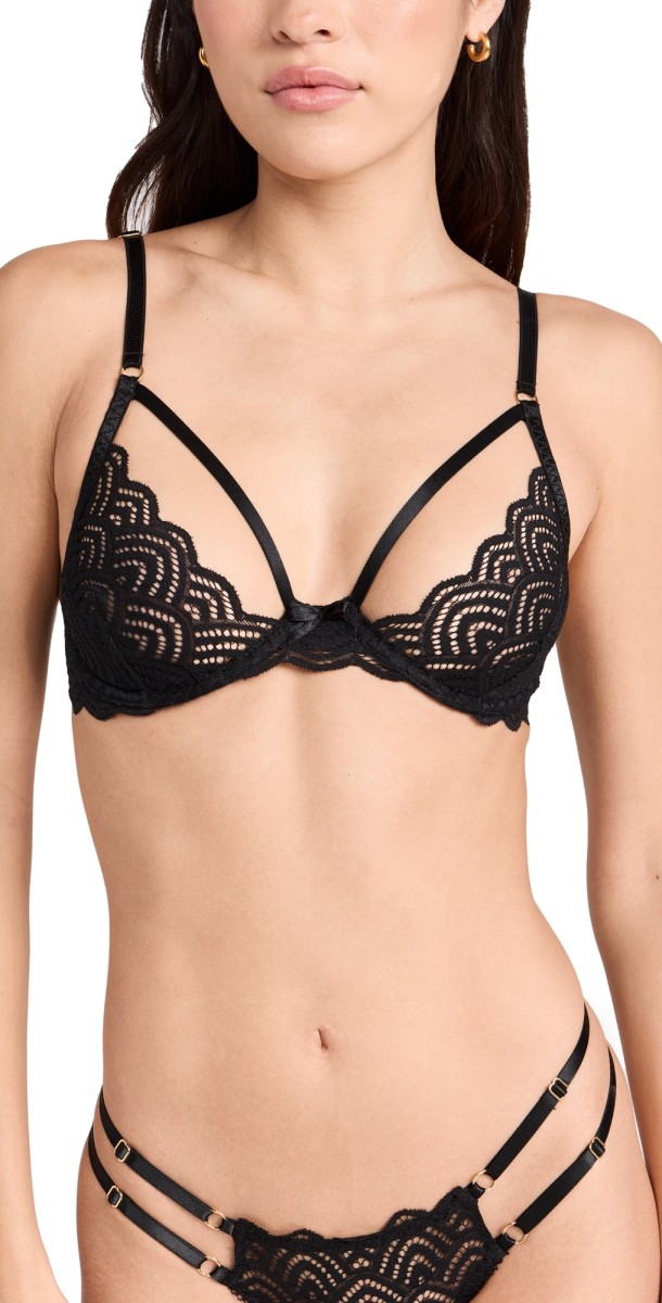 Hanky Panky Strappy Lace Underwire Bra Black
