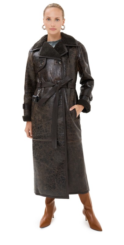 Saks Potts Alexa Trenchcoat Distressed Brown