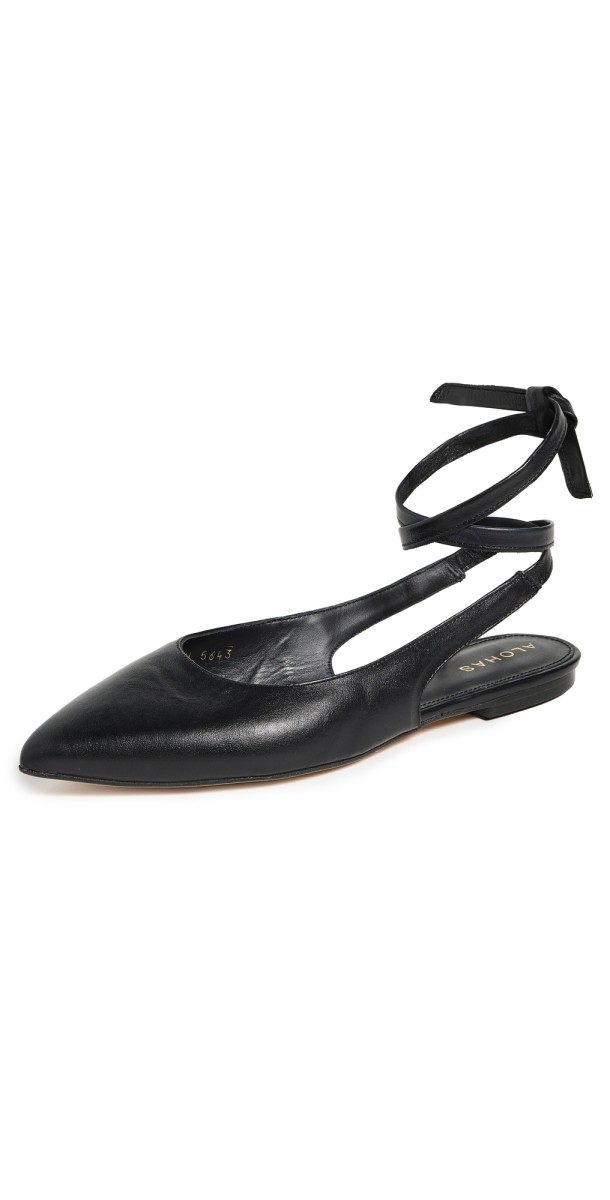 ALOHAS Ribbon Ballet Flats Black