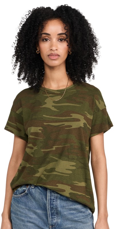 THE GREAT. Boxy Crew Tee Deep Woods Camo