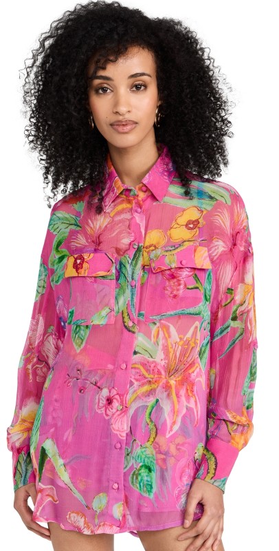 ROCOCO SAND Megan Long Sleeve Shirt Pink Floral