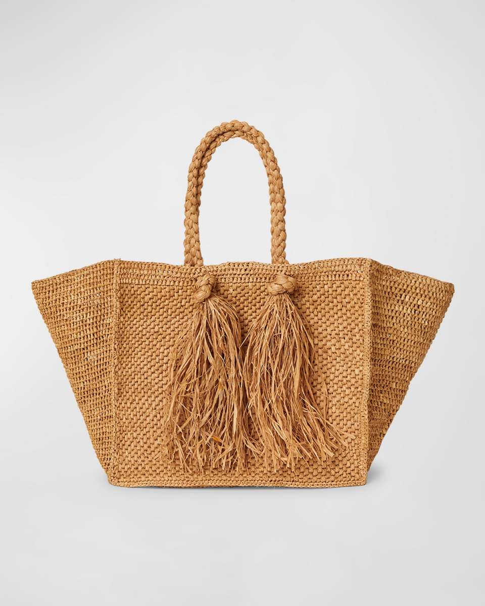 Lucas Large Tassel Straw Tote Bag
