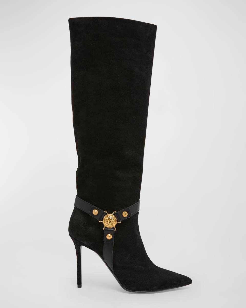 Eva Suede Harness Knee Boots
