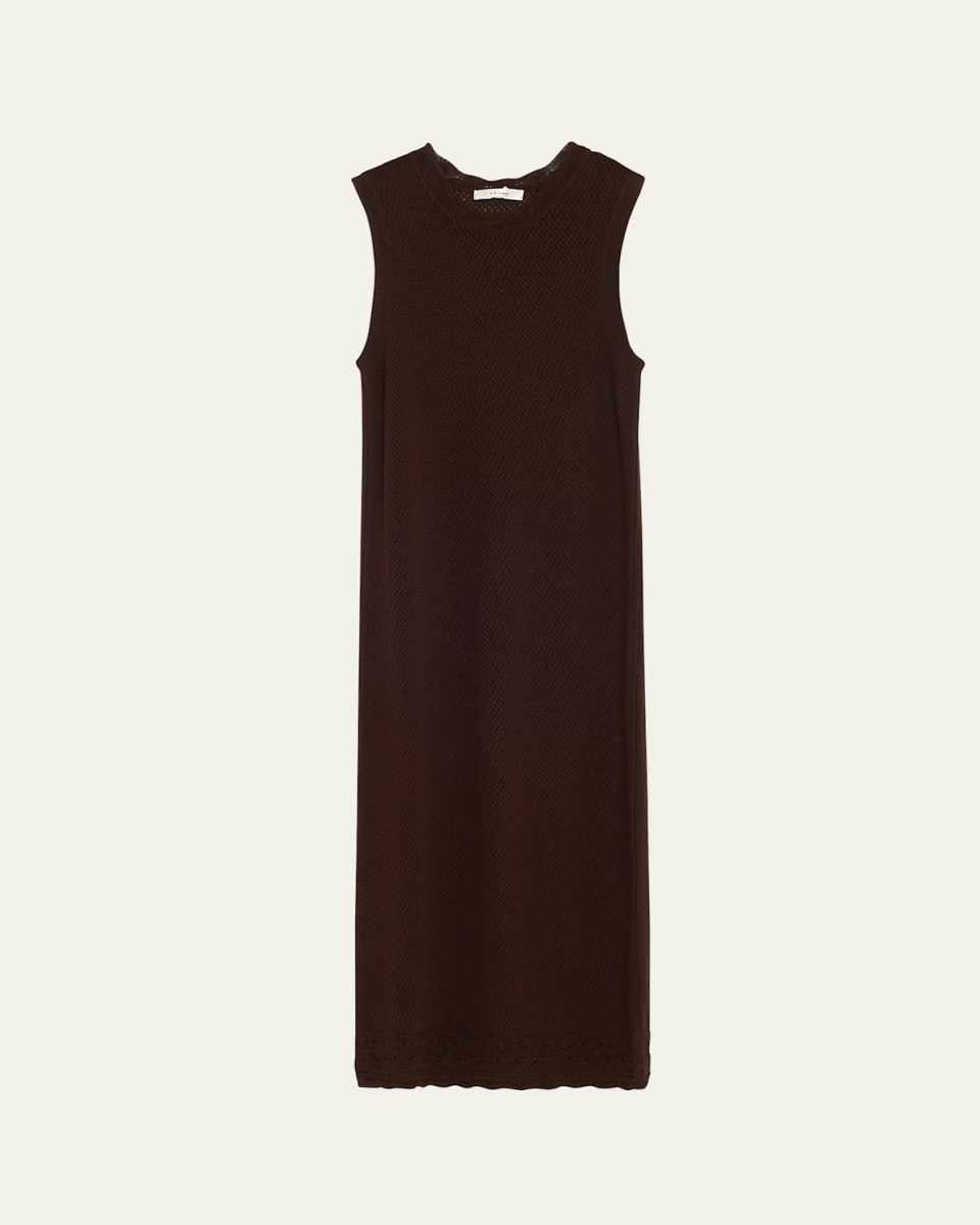 Pointelle Knit Sleeveless Midi Dress