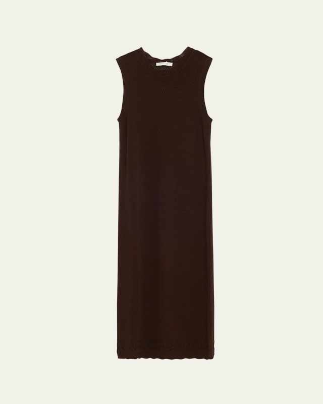 Pointelle Knit Sleeveless Midi Dress