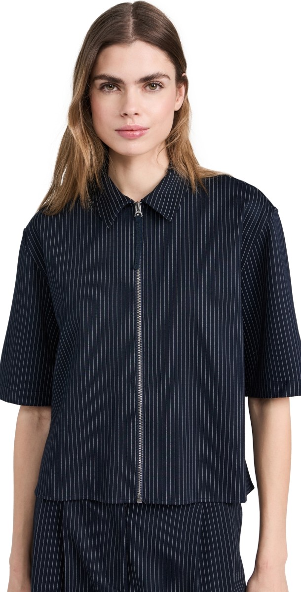 rag & bone Junie Ponte Top Navy Stripe