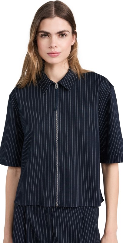 rag & bone Junie Ponte Top Navy Stripe