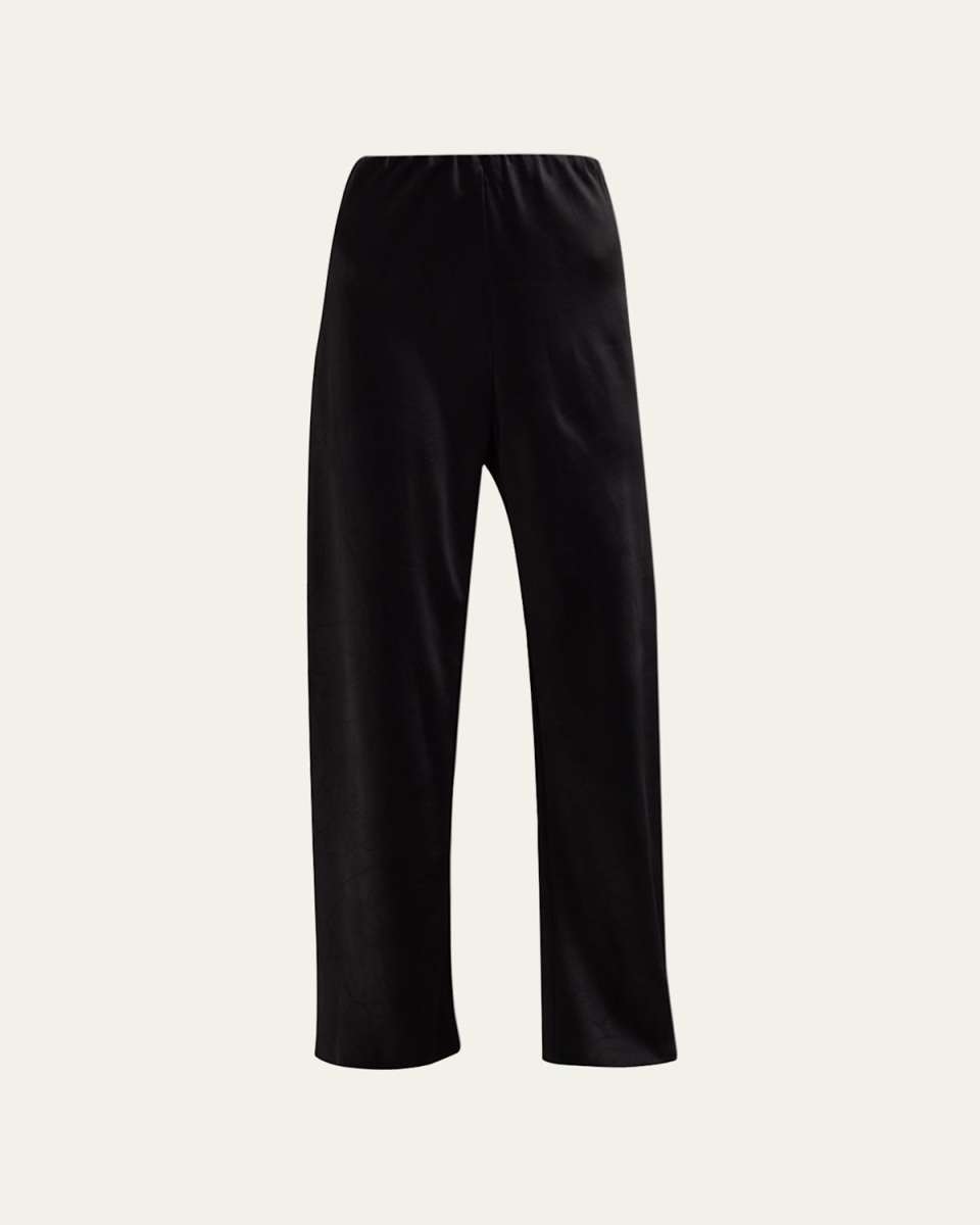 Fluid Bias-Cut Crushed Satin Pants