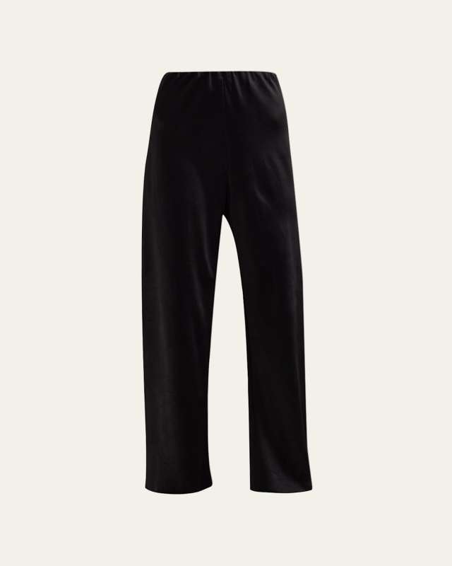 Fluid Bias-Cut Crushed Satin Pants