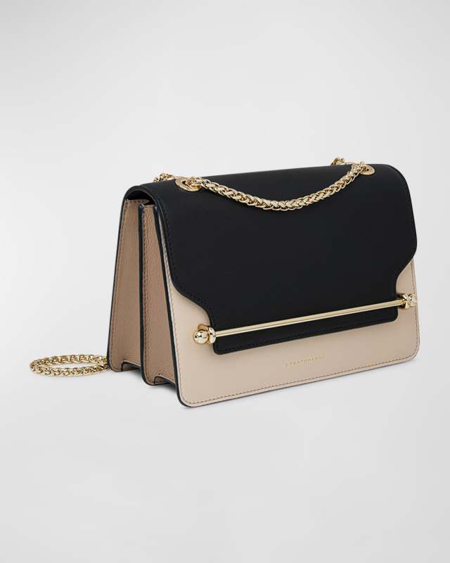 East-West Tricolor Leather Crossbody Bag