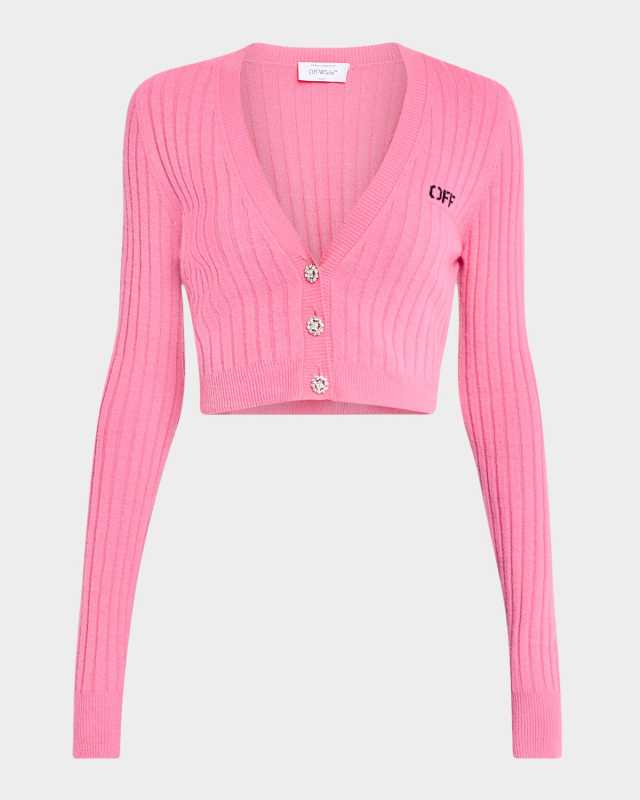 We Upside Down Cashmere Rib Crop Cardigan
