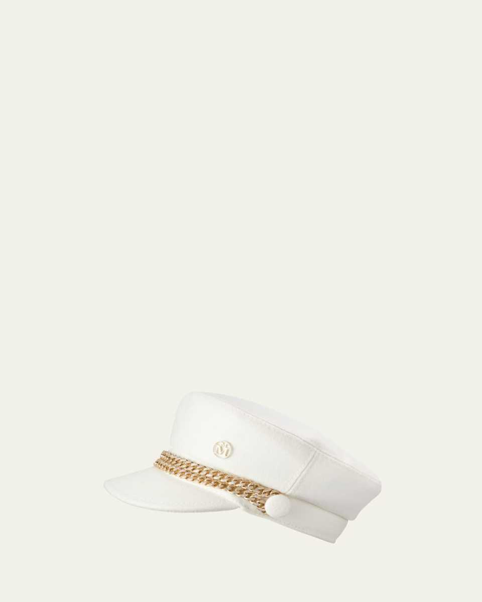 New Abby Wool Newsboy Cap With Embellished Chain