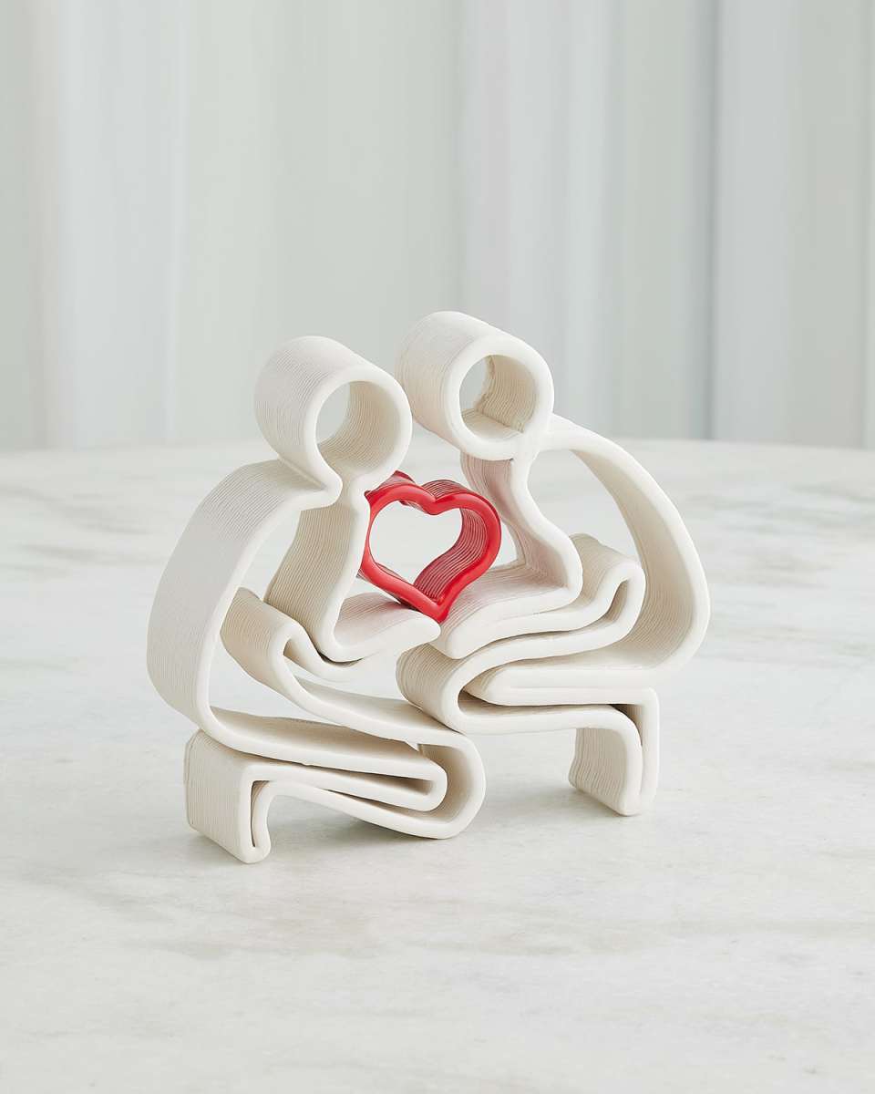 Loving Family Sculpture - Couple, Baby, Heart
