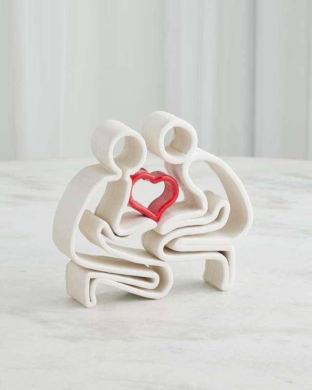 Loving Family Sculpture - Couple, Baby, Heart