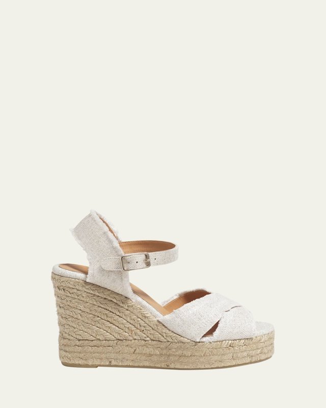 Bromelia Frayed Canvas Wedge Espadrilles