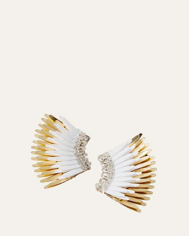 Mini Madeline Statement Earrings, White/Golden
