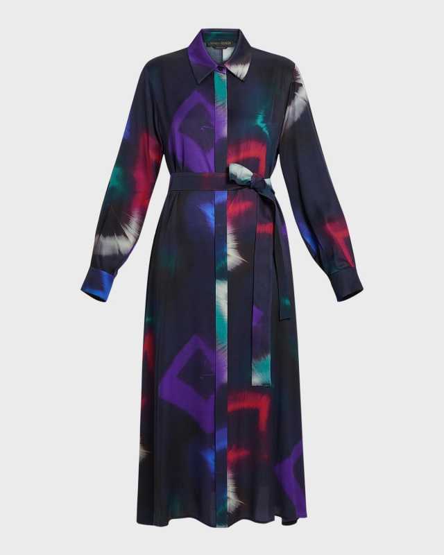 Plus Size Pontile Abstract-Print Shirtdress