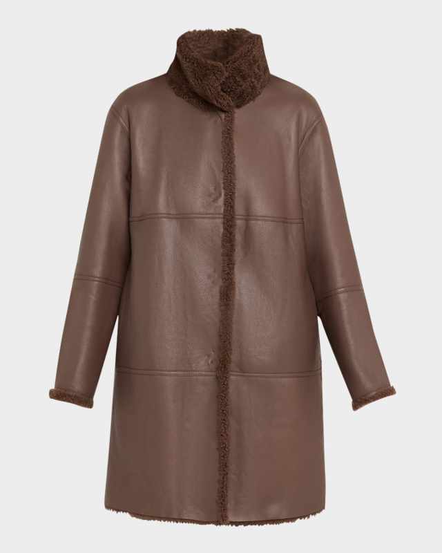 Reversible Leather & Sheep Shearling Coat