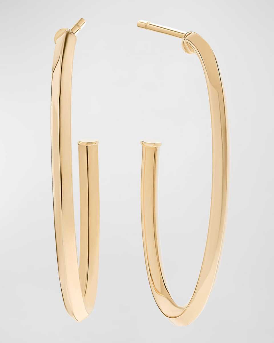 14K Yellow Gold Thin Oval Hoop Earrings