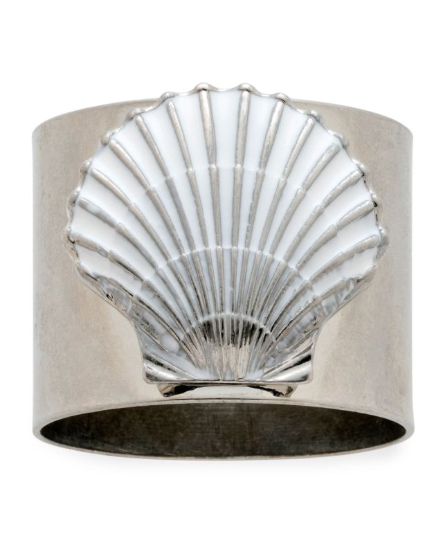 Painted Shell Napkin Rings, Set of 2