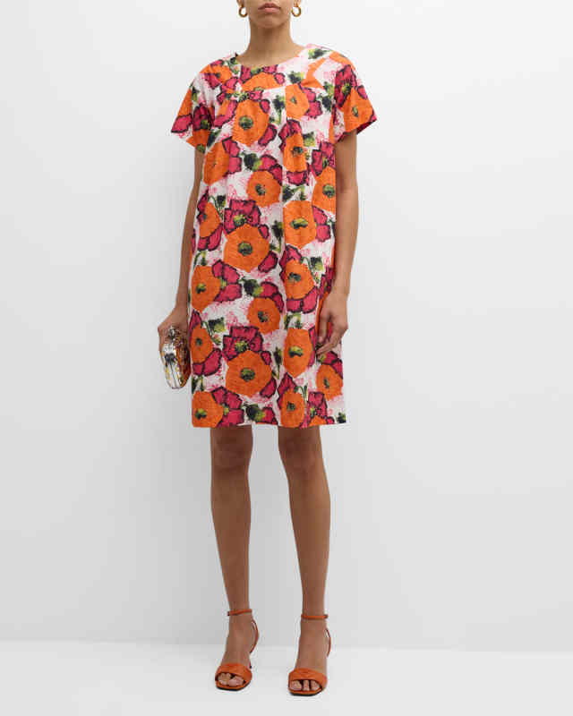 Easy Floral Short-Sleeve Mini Dress