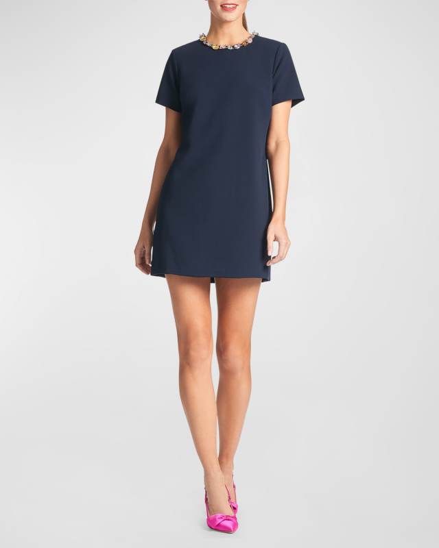 Lauren Jewel-Embellished Mini Shift Dress