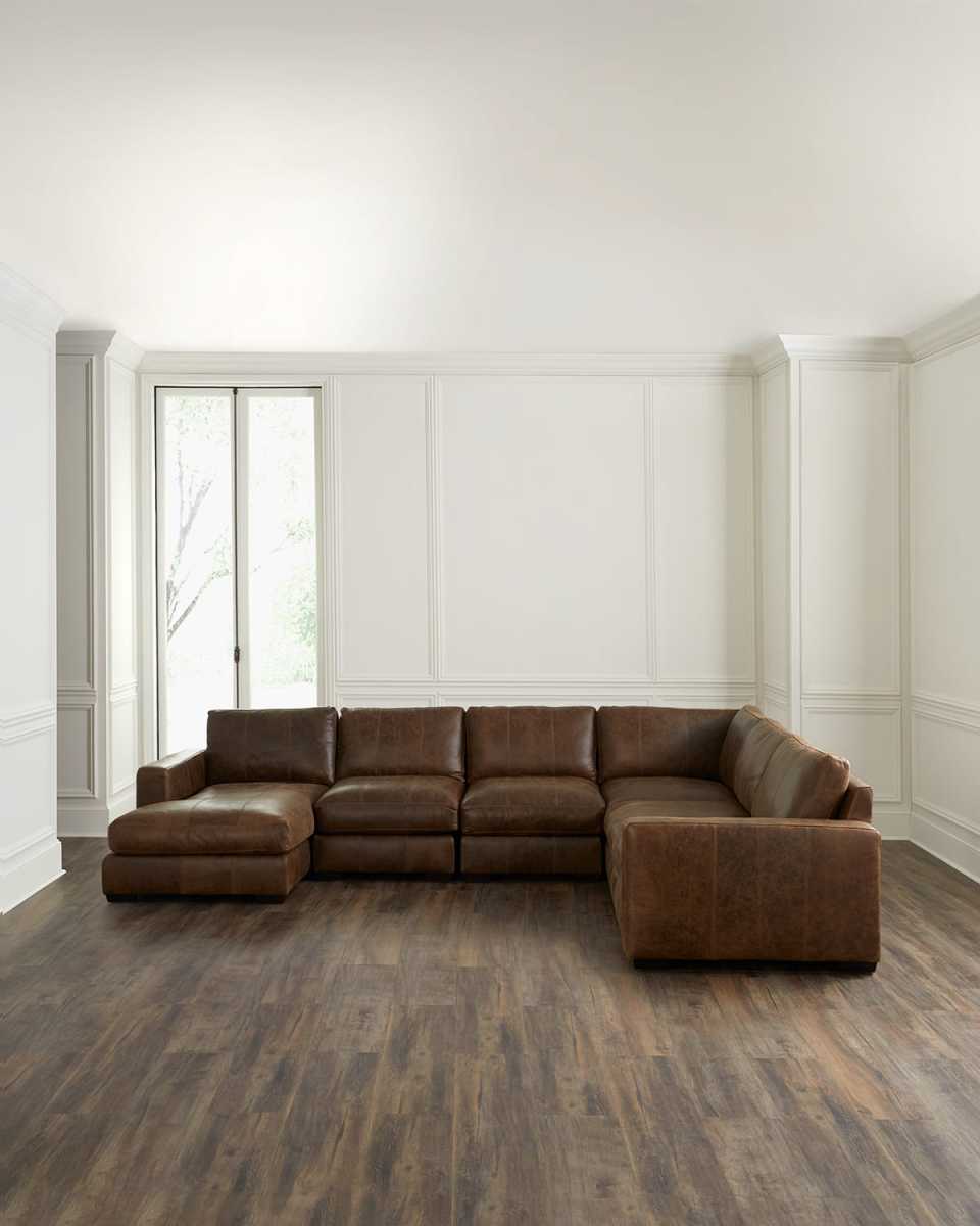 Dawkins 5-Piece Left Chaise Leather Sectional