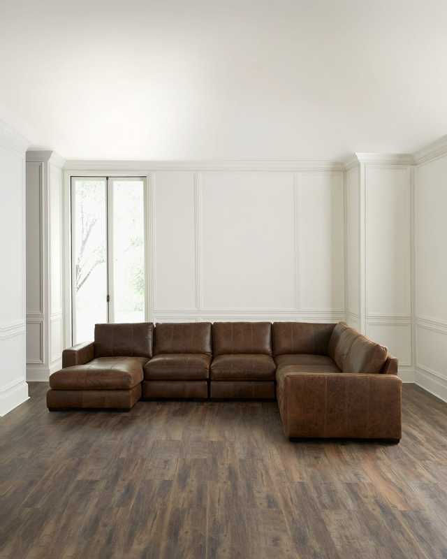 Dawkins 5-Piece Left Chaise Leather Sectional