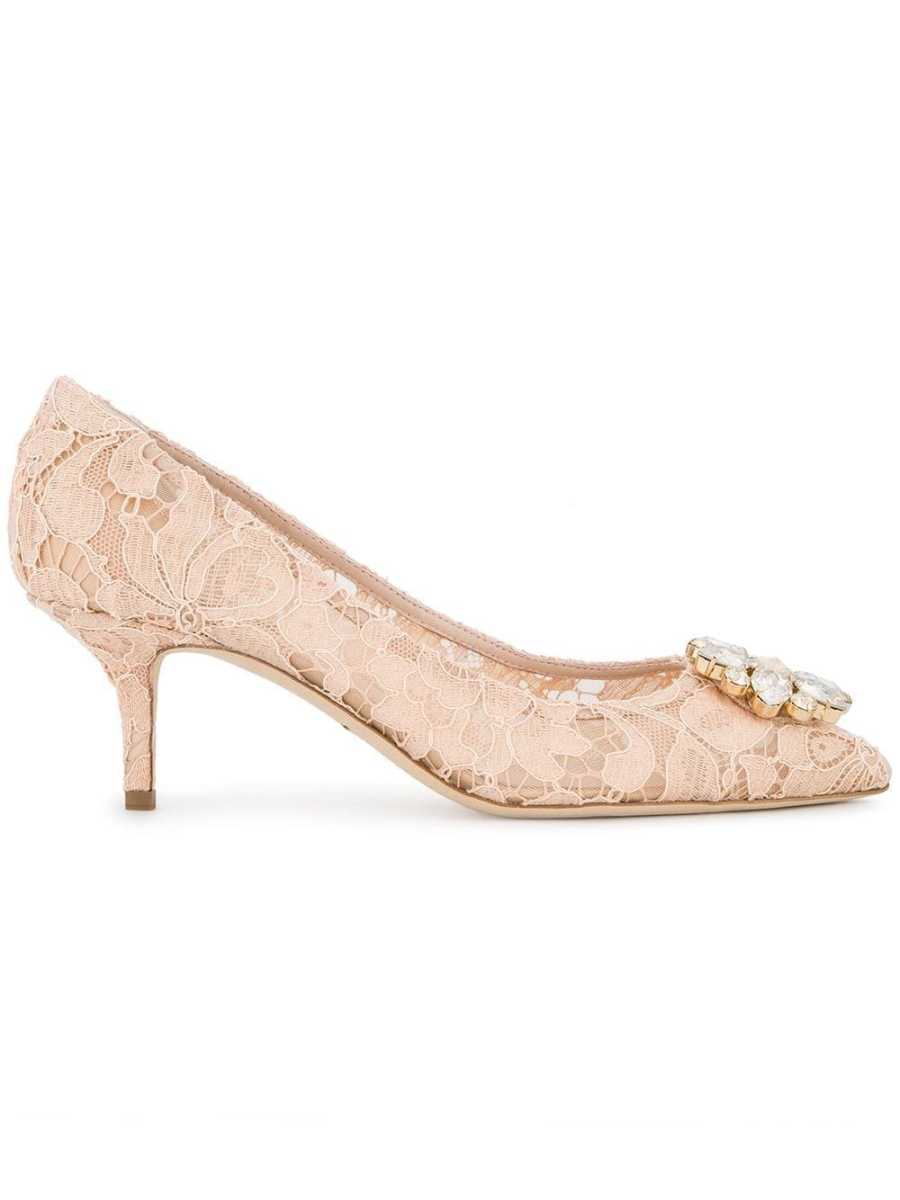 Rainbow Lace 60mm brooch-detail pumps