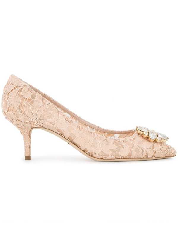 Rainbow Lace 60mm brooch-detail pumps