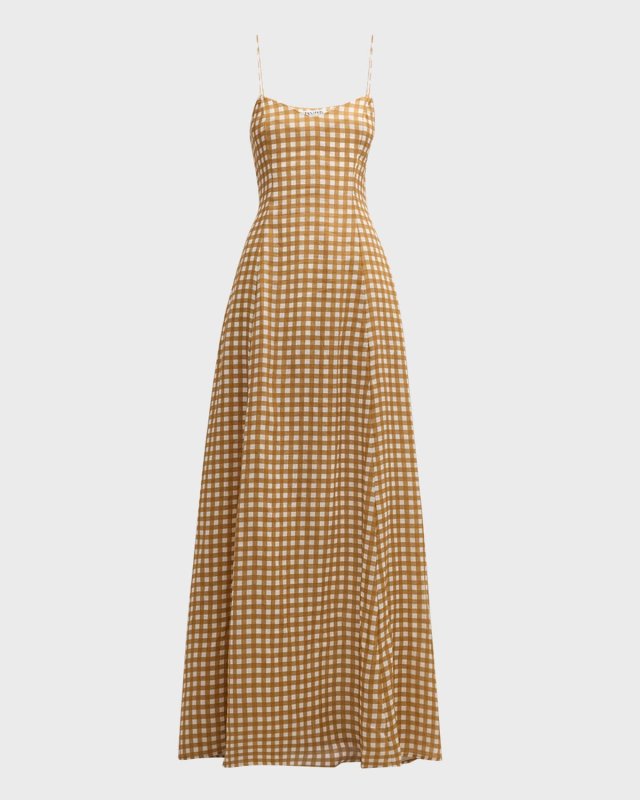 Aria Linen Gingham Maxi Dress
