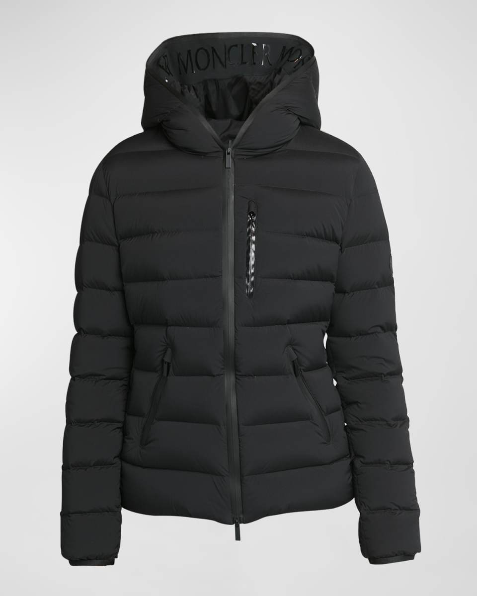 Herbe Stretch Nylon Hooded Puffer Jacket
