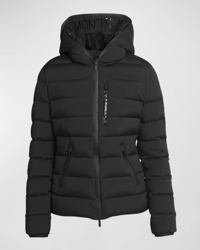 Herbe Stretch Nylon Hooded Puffer Jacket